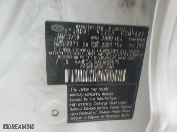 2018 Hyundai Elantra Sport with VIN KMHD04LB0JU628975, listed as a Copart auction lot 47574525 with 119,464 mi miles and Salvage Title. Bid and sale history available at carsss.com. Image 12.