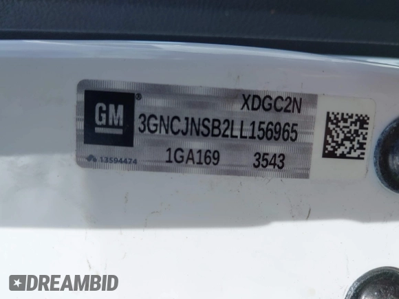 2020 Chevrolet Trax LS with VIN 3GNCJNSB2LL156965, listed as a IAAI auction lot 41966449 with 26,554 mi miles. Bid and sale history available at carsss.com. Image 9.