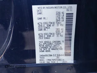 2011 Nissan Titan SL with VIN 1N6AA0EC0BN323844, listed as a IAAI auction lot 41768462 with 106,732 mi miles. Bid and sale history available at carsss.com. Image 9.