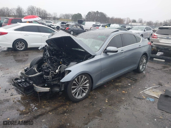 2015 Hyundai Genesis 3.8L with VIN KMHGN4JEXFU018603, listed as a IAAI auction lot 41717349 with 1 mi miles. Bid and sale history available at carsss.com. Image 19.