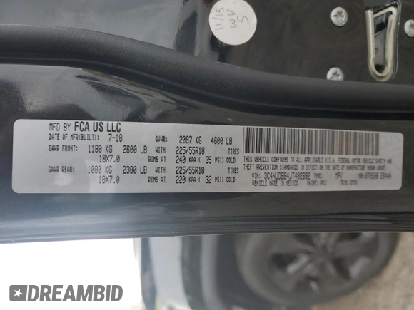2018 Jeep Compass Altitude with VIN 3C4NJDBB4JT402892, listed as a Copart auction lot 51933715 with 142,064 mi miles and Clean Title. Bid and sale history available at carsss.com. Image 13.