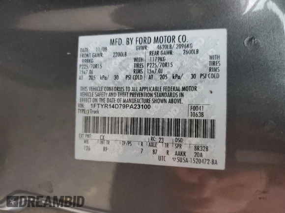 2009 Ford Ranger XL z VIN 1FTYR14D79PA23100, wystawiony jako Copart lot #51119585 z przebiegiem 120 334 mil mil oraz Szkoda całkowita • Salvage title. Historia ofert i sprzedaży dostępna na DreamBid. Obrazek 12.