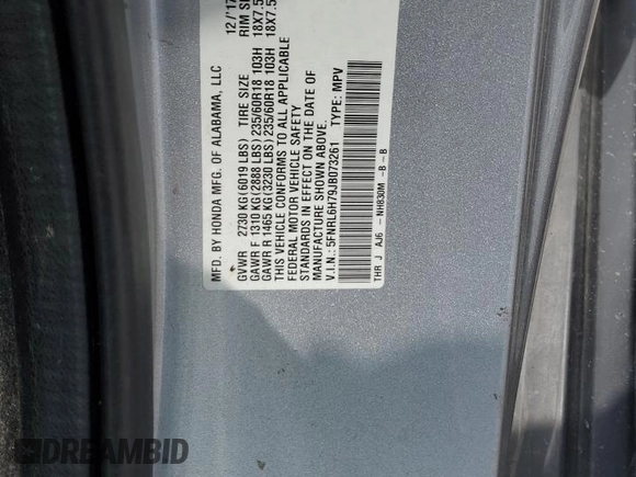 2018 Honda Odyssey EX-L с VIN 5FNRL6H79JB073261, выставлен на аукционе Copart как лот 56923075 с пробегом 84 009 миль миль и Списание • Salvage title. История ставок и продаж доступна на DreamBid. Изображение 14.