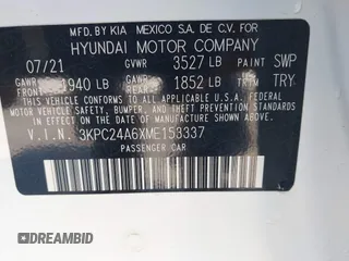 2021 Hyundai Accent SE z VIN 3KPC24A6XME153337, wystawiony jako IAAI lot #42344593 z przebiegiem 86 079 mil mil oraz . Historia ofert i sprzedaży dostępna na DreamBid. Obrazek 9.