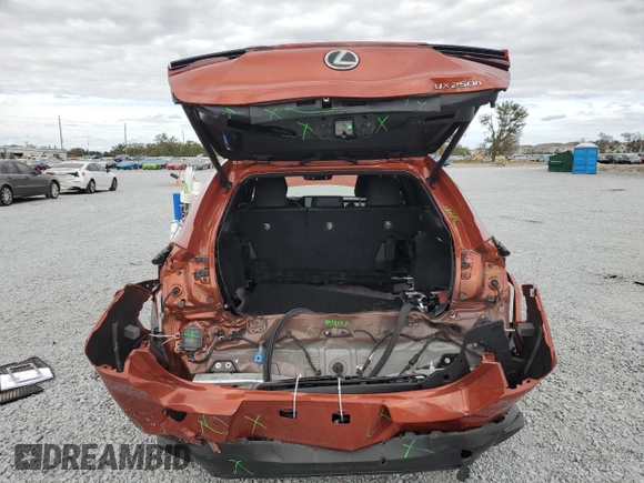 2023 Lexus UX 250h F Sport with VIN JTHR6JBHXP2143632, listed as a Copart auction lot 86048654 with 29,481 mi miles and Salvage title. Bid and sale history available at DreamBid. Image 6.