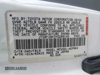 2000 Toyota Camry LE z VIN JT2BF28K3Y0289145, wystawiony jako IAAI lot #42455085 z przebiegiem 202 809 mil mil oraz . Historia ofert i sprzedaży dostępna na DreamBid. Obrazek 9.
