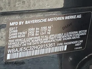 2017 BMW 5 Series 540i with VIN WBAJE5C32HG915361, listed as a Copart auction lot 59996755 with 45,421 mi miles and Salvage title. Bid and sale history available at DreamBid. Image 12.