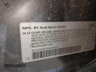 2024 Audi RS 3 с VIN WUAG4DGY0RA910408, выставлен на аукционе IAAI как лот 42224212 с пробегом 14 594 миль миль и . История ставок и продаж доступна на DreamBid. Изображение 9.
