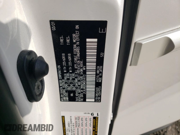 2021 Lexus NX 300h with VIN JTJGJRDZ0M5014172, listed as a Copart auction lot 52176455 with 43,644 mi miles and Salvage Title. Bid and sale history available at DreamBid. Image 13.