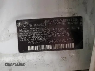 2008 BMW 3 Series 328xi с VIN WBAVC73548KX90400, выставлен на аукционе Copart как лот 60394685 с пробегом 106 040 миль миль и Списание • Salvage title. История ставок и продаж доступна на DreamBid. Изображение 13.