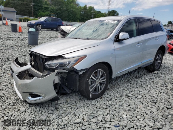 2019 Infiniti QX60 Pure with VIN 5N1DL0MM3KC521717, listed as a Copart auction lot 55483915 with 118,757 mi miles and Salvage title. Bid and sale history available at DreamBid. Image 1.