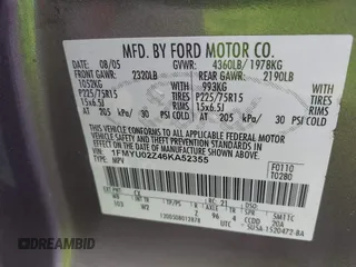 2006 Ford Escape XLS with VIN 1FMYU02Z46KA52355, listed as a IAAI auction lot 42376670 with Not provided miles and . Bid and sale history available at DreamBid. Image 9.