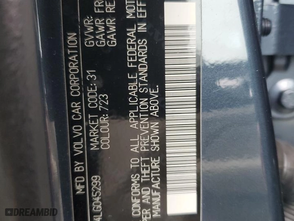 2020 Volvo S60 Momentum with VIN 7JR102FK4LG045299, listed as a Copart auction lot 86180514 with 43,828 mi miles and Salvage Title. Bid and sale history available at carsss.com. Image 12.