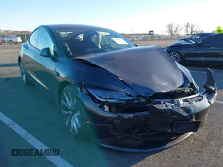 2024 Tesla Model 3 with VIN 5YJ3E1EA7RF853483, listed as a IAAI auction lot 40863575 with 1,173 mi miles. Bid and sale history available at carsss.com. Image 1.
