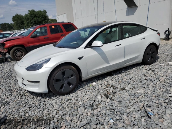 2023 Tesla Model 3 z VIN 5YJ3E1EA5PF544141, wystawiony jako Copart lot #56000435 z przebiegiem Nie podano mil oraz Szkoda całkowita • Salvage title. Historia ofert i sprzedaży dostępna na DreamBid. Obrazek 1.