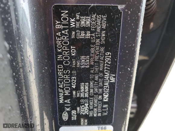 2021 Kia Soul X-Line with VIN KNDJ23AU4M7772919, listed as a Copart auction lot 50230035 with 0 mi miles and Salvage Title. Bid and sale history available at carsss.com. Image 14.