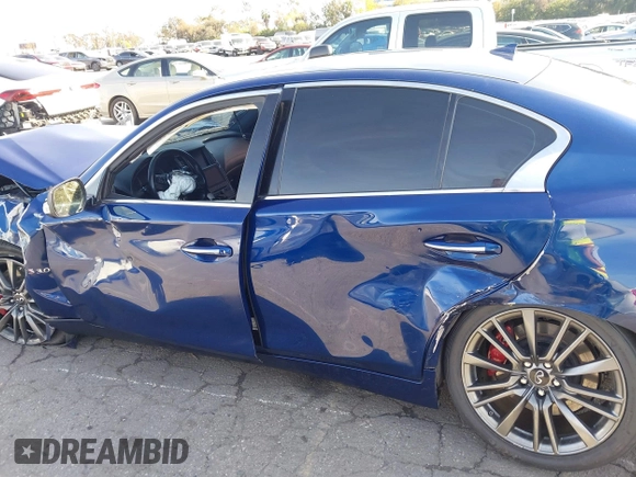 2020 Infiniti Q50 Red Sport 400 with VIN JN1FV7AP5LM630239, listed as a IAAI auction lot 41844794 with 59,042 mi miles and . Bid and sale history available at DreamBid. Image 15.