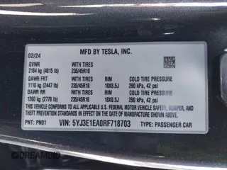 2024 Tesla Model 3 with VIN 5YJ3E1EA0RF718703, listed as a IAAI auction lot 41278243 with 6,504 mi miles. Bid and sale history available at carsss.com. Image 9.