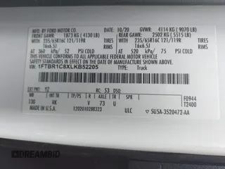 2020 Ford Transit Cargo z VIN 1FTBR1C8XLKB52205, wystawiony jako IAAI lot #42514128 z przebiegiem 103 583 mil mil oraz . Historia ofert i sprzedaży dostępna na DreamBid. Obrazek 9.