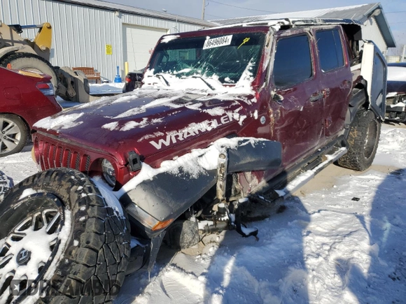 2021 Jeep Wrangler Unlimited Sport Altitude with VIN 1C4HJXDG2MW544163, listed as a Copart auction lot 86496084 with 49,737 mi miles and Salvage Title. Bid and sale history available at carsss.com. Image 1.