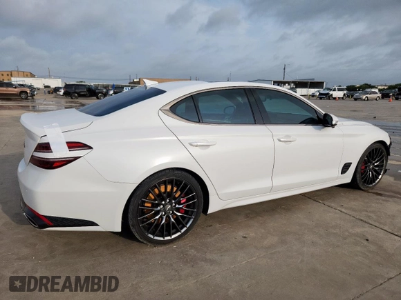 2022 Genesis G70 Launch Edition с VIN KMTG14TEXNU081102, выставлен на аукционе Copart как лот 61420155 с пробегом 38 405 миль миль и Списание • Salvage title. История ставок и продаж доступна на DreamBid. Изображение 3.