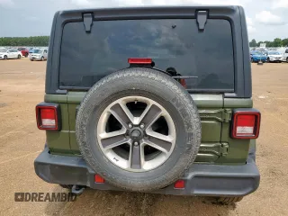 2021 Jeep Wrangler Unlimited Sahara with VIN 1C4HJXEN5MW591989, listed as a Copart auction lot 57535645 with 80,923 mi miles and Salvage title. Bid and sale history available at DreamBid. Image 6.