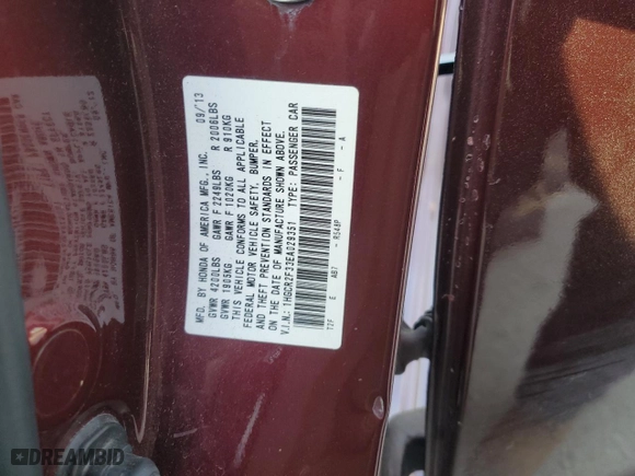 2014 Honda Accord Sedan LX with VIN 1HGCR2F33EA029351, listed as a Copart auction lot 88409655 with 107,782 mi miles and Salvage Title. Bid and sale history available at carsss.com. Image 12.