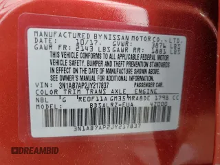 2018 Nissan Sentra S with VIN 3N1AB7AP2JY217837, listed as a Copart auction lot 48783465 with 0 mi miles and Salvage Title. Bid and sale history available at carsss.com. Image 13.