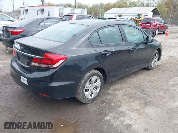 2014 Honda Civic Sedan LX with VIN 2HGFB2F57EH548259, listed as a IAAI auction lot 42025763 with 179,382 mi miles. Bid and sale history available at carsss.com. Image 4.