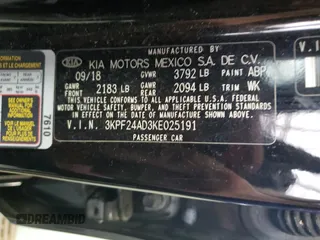 2019 Kia Forte LXS z VIN 3KPF24AD3KE025191, wystawiony jako Copart lot #61373395 z przebiegiem 56 696 mil mil oraz Czysty tytuł • Clean title. Historia ofert i sprzedaży dostępna na DreamBid. Obrazek 12.