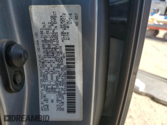 2004 Toyota Sienna XLE with VIN 5TDZA22CX4S081924, listed as a Copart auction lot 53162345 with 226,431 mi miles and Salvage Title. Bid and sale history available at DreamBid. Image 15.