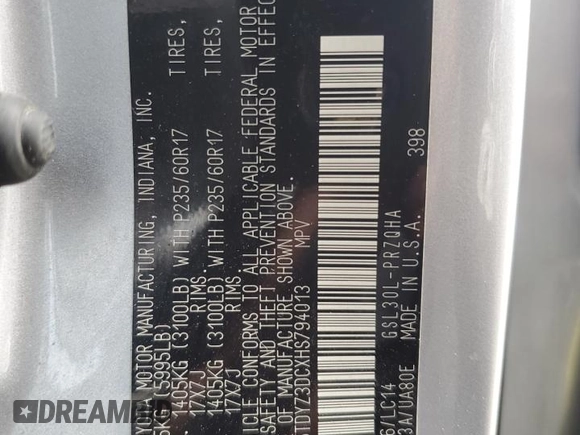 2017 Toyota Sienna XLE Auto Access Seat with VIN 5TDYZ3DCXHS794013, listed as a Copart auction lot 60815065 with 178,562 mi miles and Salvage title. Bid and sale history available at DreamBid. Image 14.