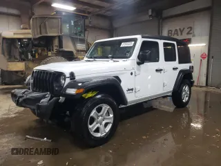 2022 Jeep Wrangler Unlimited Sport S with VIN 1C4HJXDG4NW180085, listed as a Copart auction lot 87685325 with 53,586 mi miles and Salvage Title. Bid and sale history available at DreamBid. Image 1.