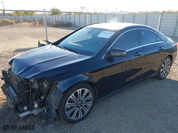 2019 Mercedes-Benz CLA with VIN WDDSJ4EB4KN743893, listed as a IAAI auction lot 41012675 with 90,262 mi miles. Bid and sale history available at carsss.com. Image 2.