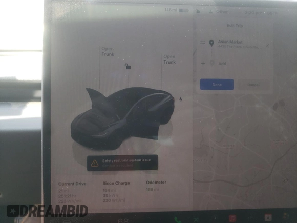 2025 Tesla Model 3 Long Range z VIN 5YJ3E1EA2SF930959, wystawiony jako Copart lot #54921345 z przebiegiem 168 mil mil oraz Szkoda całkowita • Salvage title. Historia ofert i sprzedaży dostępna na DreamBid. Obrazek 9.