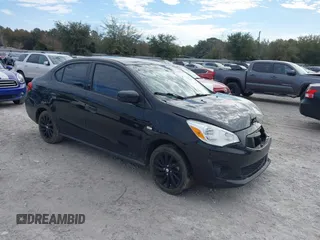 2020 Mitsubishi Mirage G4 SE with VIN ML32F4FJ5LHF01489, listed as a IAAI auction lot 41445084 with 73,990 mi miles. Bid and sale history available at carsss.com. Image 1.