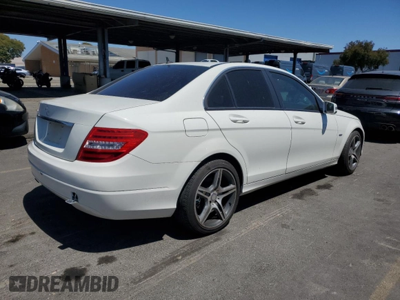 2012 Mercedes-Benz C with VIN WDDGF4KB9CA678589, listed as a Copart auction lot 56344084 with 46,850 mi miles and Salvage title. Bid and sale history available at DreamBid. Image 3.