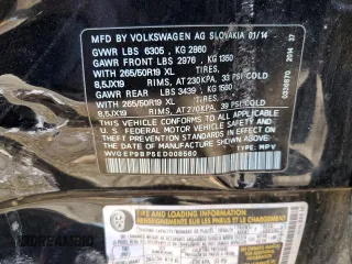 2014 Volkswagen Touareg X z VIN WVGEP9BP5ED008560, wystawiony jako Copart lot #52767595 z przebiegiem Nie podano mil oraz Szkoda całkowita • Salvage title. Historia ofert i sprzedaży dostępna na DreamBid. Obrazek 15.