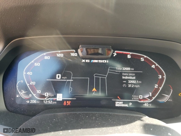 2021 BMW X6 M50i with VIN 5UXCY8C06M9F17046, listed as a Copart auction lot 76242764 with 32,689 mi miles and Salvage Title. Bid and sale history available at carsss.com. Image 9.