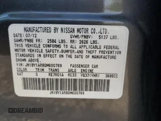 2013 Infiniti M with VIN JN1BY1AR8DM600769, listed as a Copart auction lot 54077445 with 96,498 mi miles and Salvage title. Bid and sale history available at DreamBid. Image 12.