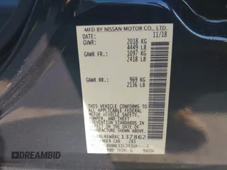 2019 Nissan Altima SL with VIN 1N4BL4EW8KC137862, listed as a IAAI auction lot 41765282 with 54,742 mi miles and . Bid and sale history available at carsss.com. Image 9.