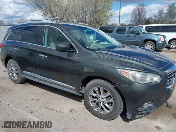 2013 Infiniti JX35 z VIN 5N1AL0MM0DC302090, wystawiony jako IAAI lot #41945285 z przebiegiem 198 767 mil mil oraz . Historia ofert i sprzedaży dostępna na DreamBid. Obrazek 1.