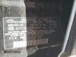 2020 Hyundai Ioniq Limited with VIN KMHC05LC2LU240451, listed as a Copart auction lot 47824335 with 89,633 mi miles and Salvage Title. Bid and sale history available at DreamBid. Image 12.