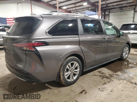 2023 Toyota Sienna Platinum with VIN 5TDESKFC7PS082748, listed as a Copart auction lot 44153015 with 45,382 mi miles and Salvage Title. Bid and sale history available at DreamBid. Image 3.