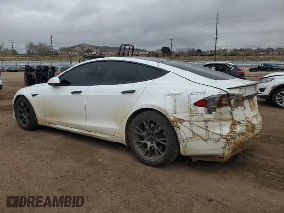 2022 Tesla Model S Plaid with VIN 5YJSA1E69NF461067, listed as a Copart auction lot 50060685 with 46,785 mi miles and Salvage Title. Bid and sale history available at DreamBid. Image 2.