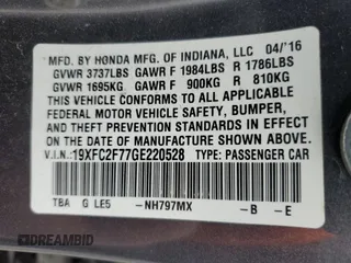 2016 Honda Civic EX with VIN 19XFC2F77GE220528, listed as a Copart auction lot 48207675 with 132,775 mi miles and Salvage Title. Bid and sale history available at DreamBid. Image 14.
