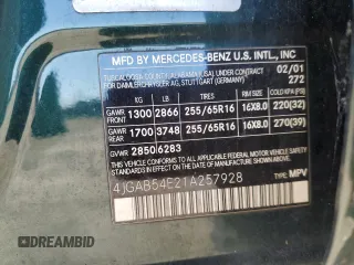 2001 Mercedes-Benz M-Class with VIN 4JGAB54E21A257928, listed as a Copart auction lot 77789424 with 98,228 mi miles and Clean Title. Bid and sale history available at carsss.com. Image 13.