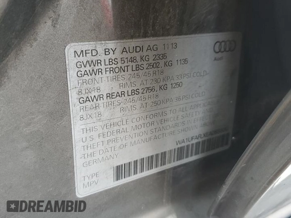 2014 Audi allroad Premium Plus with VIN WA1UFAFLXEA085660, listed as a Copart auction lot 84857844 with 101,064 mi miles and Salvage Title. Bid and sale history available at carsss.com. Image 14.