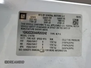 2010 GMC Yukon SLT with VIN 1GKUCCE04AR263242, listed as a Copart auction lot 44727225 with 268,194 mi miles and Salvage Title. Bid and sale history available at carsss.com. Image 14.