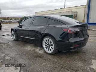 2022 Tesla Model 3 with VIN 5YJ3E1EA0NF186296, listed as a Copart auction lot 45711405 with 75,653 mi miles and Salvage Title. Bid and sale history available at DreamBid. Image 2.